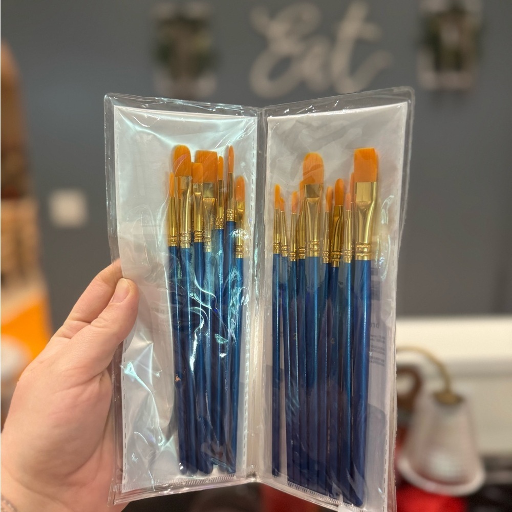 BOSOBO Paint Brush Set, 2 Pack 20 Pcs Round-Pointed Tip Nylon